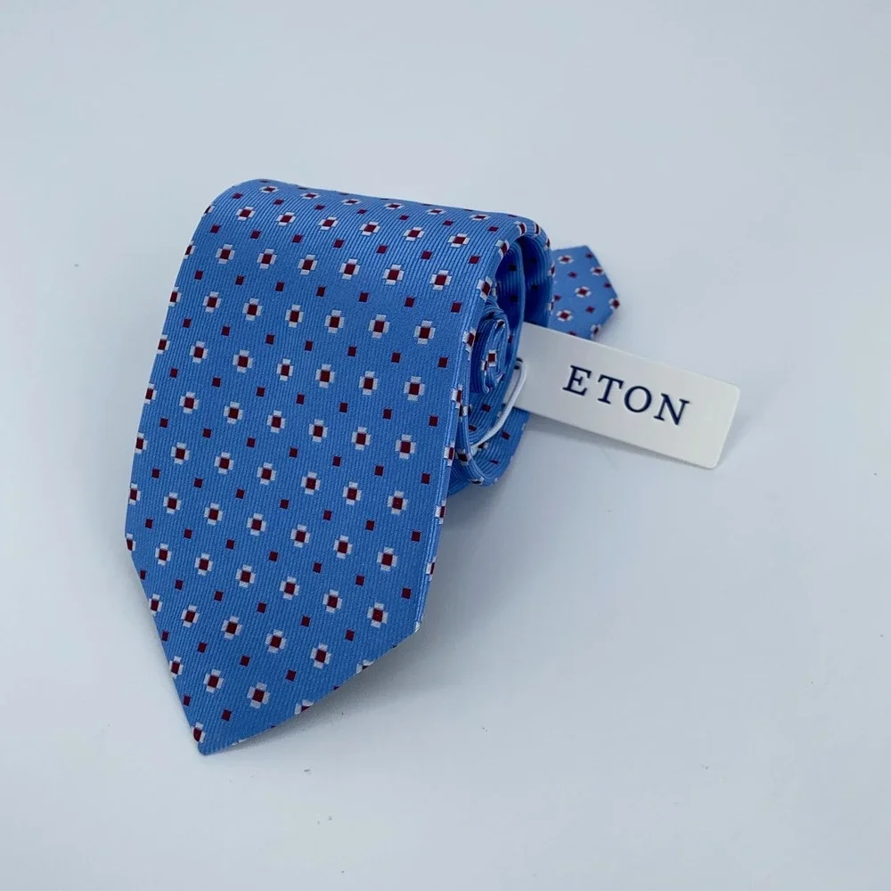 Eton Tie Mens One Size Multi Patterned Silk Classic Fit Necktie England Made NWT